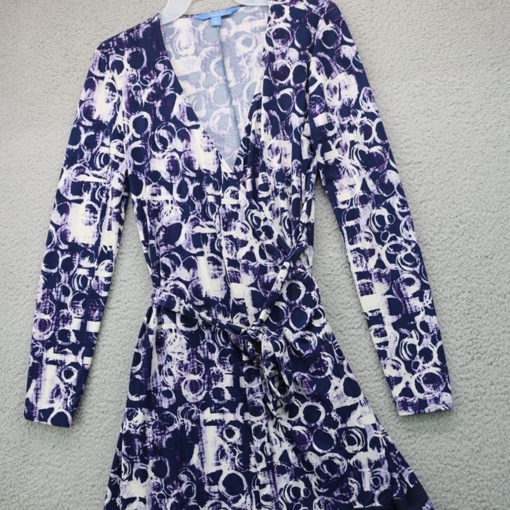 Vera Wang Purple and White Long Sleeve Dress